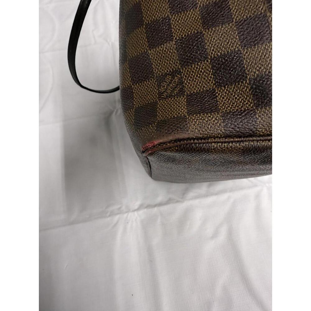 Louis Vuitton Neverfull MM Tote Bag Womens Brown Damier Ebene Red Lining Canvas - Picture 8 of 16